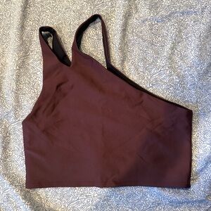 NEW never worn Asymmetrical Burgundy Crop Top/Sports Bra
